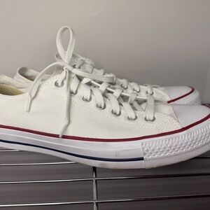 Stylish White Canvas Sneakers with Red Accents